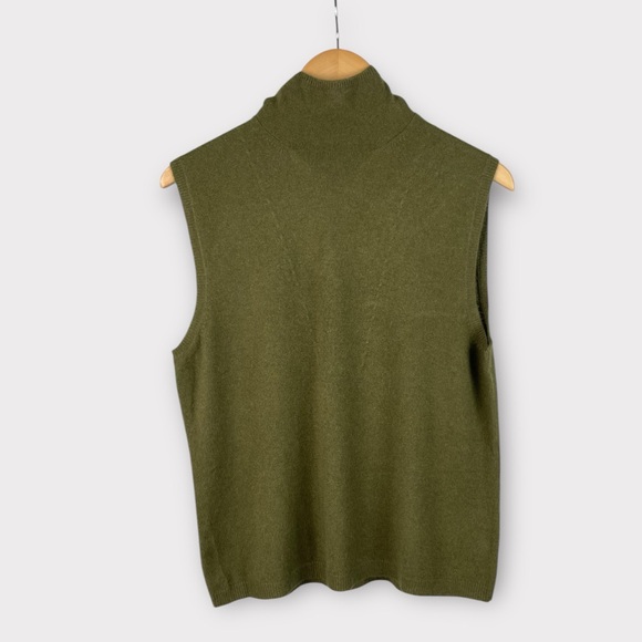Cashmere turtle neck olive green sleeveless sweater top sizes Large- X large - Picture 1 of 8